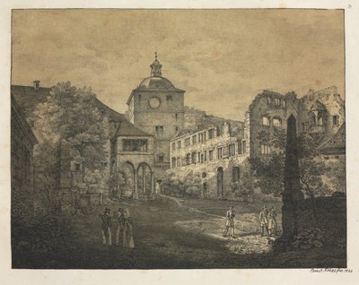 Sechs Ansichten des Heidelberger Schlosses: Schlossterrasse von Ernst Fries