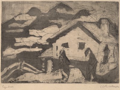 Almhütten im Nebel, 1920 von Ernst Ludwig Kirchner