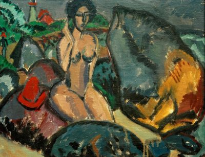 Badende zwischen Steinen von Ernst Ludwig Kirchner