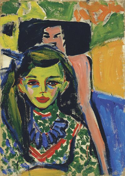 Fränzi vor geschnitztem Stuhl von Ernst Ludwig Kirchner