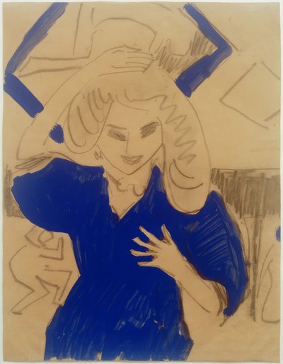 Mädchen in blauem Kleid von Ernst Ludwig Kirchner