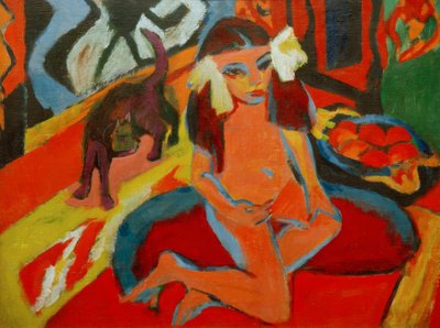 Mädchen mit Katze, Fränzi von Ernst Ludwig Kirchner