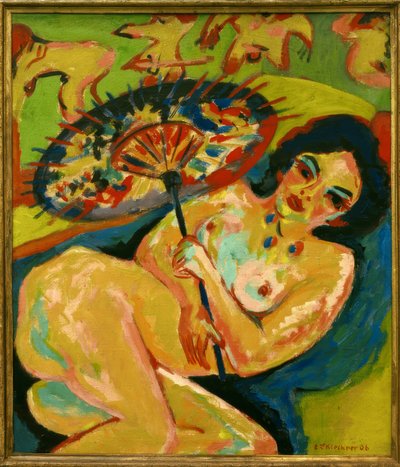 Mädchen unter Japanschirm von Ernst Ludwig Kirchner