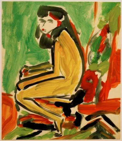 Sitzende Fränzi mit weißem Gesicht von Ernst Ludwig Kirchner