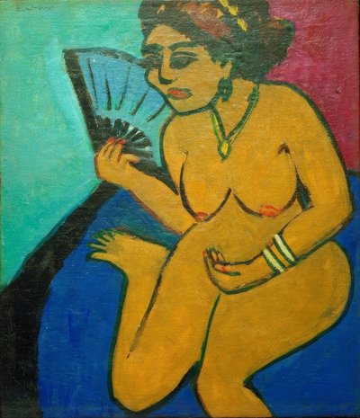 Sitzender Akt mit Fächer von Ernst Ludwig Kirchner