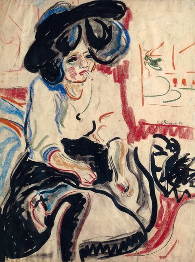 Junge Frau mit Zigarette von Ernst Ludwig Kirchner