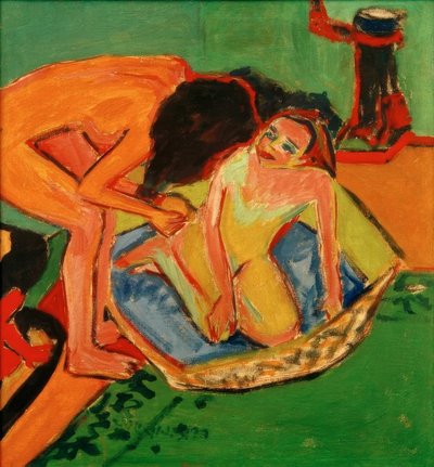 Zwei Akte mit Badewanne und Ofen von Ernst Ludwig Kirchner