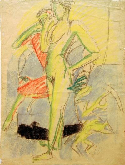 Zwei Figuren im Raum von Ernst Ludwig Kirchner