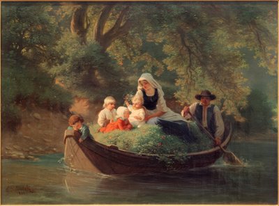 Bauernfamilie in einem Boot von Ernst Schalck
