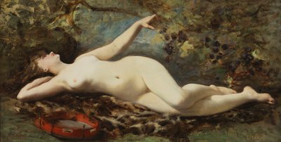 Liegender Akt mit Tamburin von Etienne Leroy