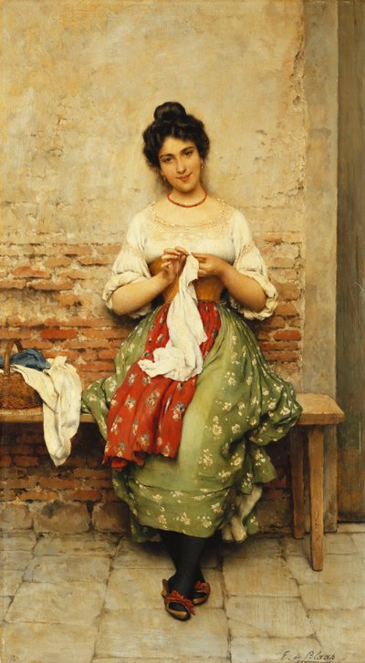 Die Näherin, 1901 von Eugen von Blaas