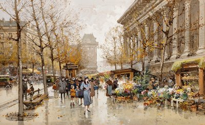 Pariser Straße im Herbst von Eugene Galien Laloue