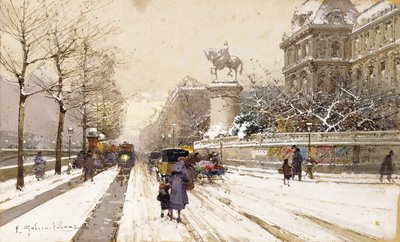 Paris im Winter von Eugene Galien Laloue