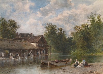 Les Lavandières Wäscherinnen, 1870-1880 von Eugene Ciceri