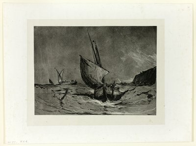Fischerboot in einem Sturm von Eugene Isabey