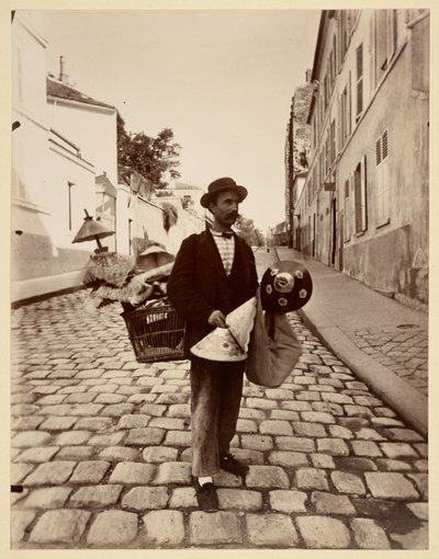 Lampenschirmhändler von Eugène Atget