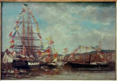 Fest im Hafen von Honfleur von Eugene Louis Boudin