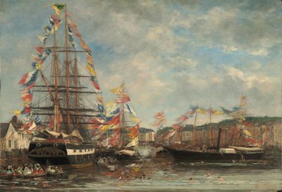 Fest im Hafen von Honfleur von Eugène Boudin