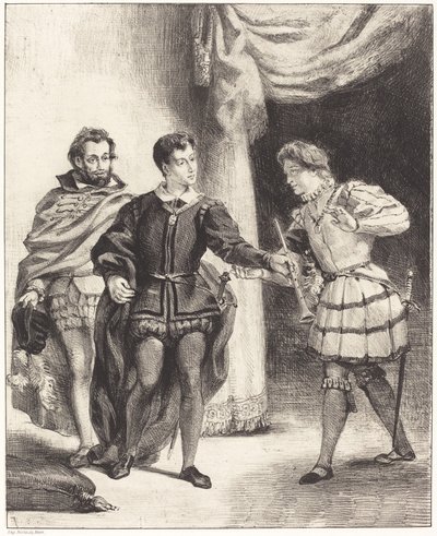 Hamlet und Guildenstern (Akt III, Szene II) von Eugène Delacroix