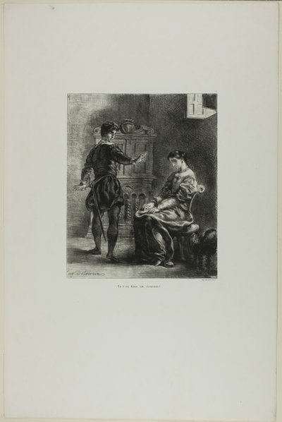 Hamlet und Ophelia, Platte 5 aus Hamlet von Eugène Delacroix
