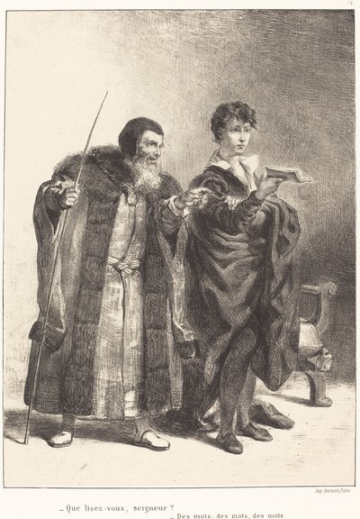 Polonius und Hamlet (Akt II, Szene II) von Eugène Delacroix