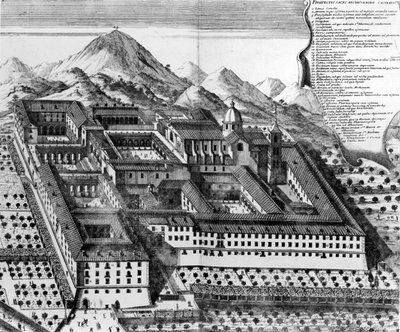 Luftaufnahme von Monte Cassino, Italien (Gravur) von European School