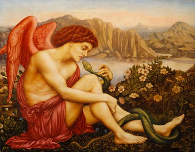 Engel mit Schlange von Evelyn De Morgan