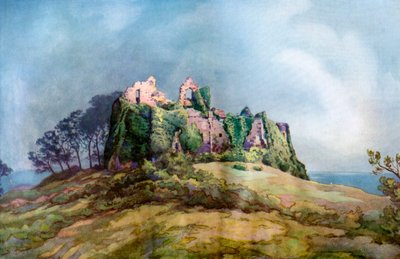 Oystermouth Castle, bei Swansea, Wales, 1924-1926 von F. C. Varley