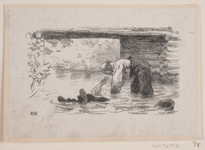 Illustration zu "Kjærringen mod strømmen" von F. Hendriksen