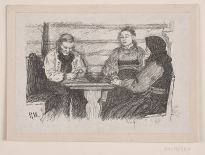 Illustration zu "Stabursnøgelen i Rokkehovedet" von F. Hendriksen