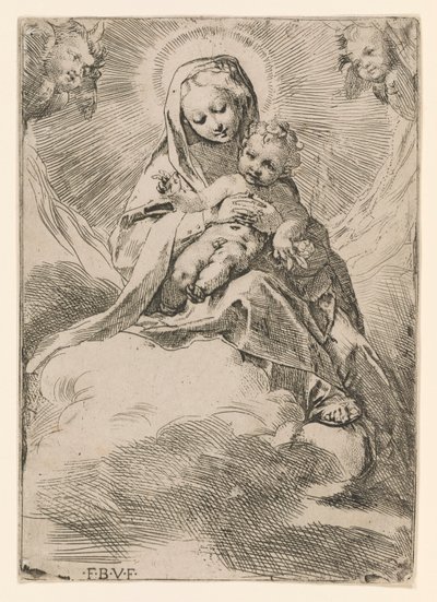 Jungfrau und Kind in den Wolken von Federico Barocci