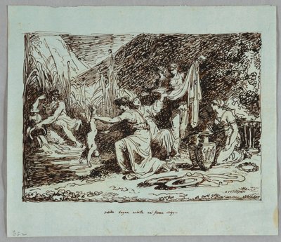 Thetis taucht Achilles in den Fluss Styx von Felice Giani