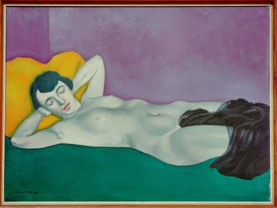 Schlafende Frau auf grünem Teppich von Felix Edouard Vallotton