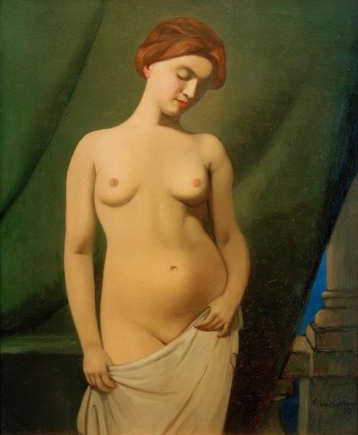 Nackte Frauen, grüner Vorhang von Felix Edouard Vallotton
