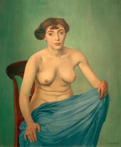 Torso mit blauem Stoff von Felix Edouard Vallotton
