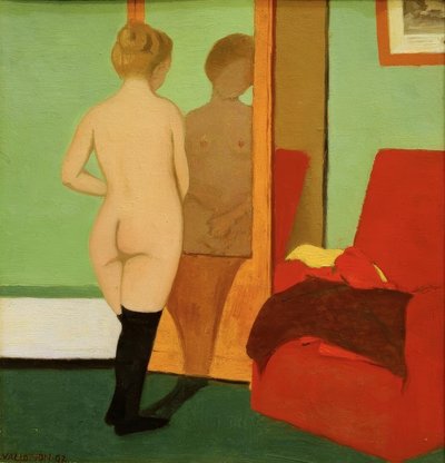 Weiblicher Akt vor Spiegelschrank von Felix Edouard Vallotton