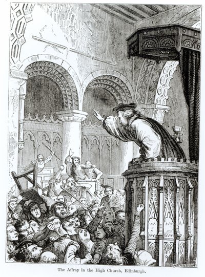 Der Tumult in der High Church, Edinburgh von Felix Philippoteaux