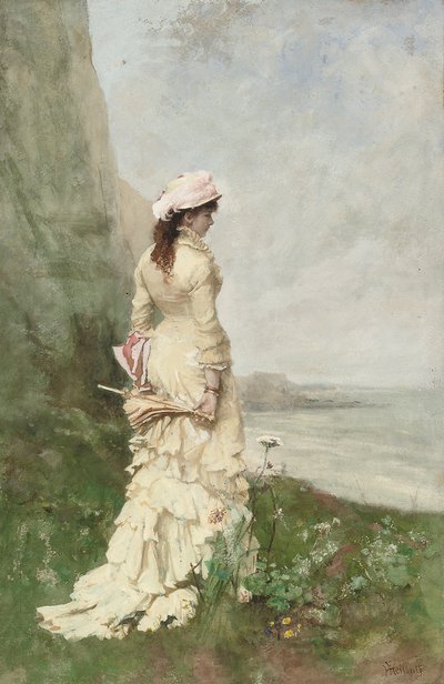 Eine elegante Dame am Meer von Ferdinand Heilbuth
