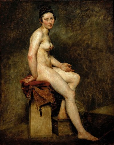 Mademoiselle Rose sitzend nackt von Ferdinand Victor Eugene Delacroix
