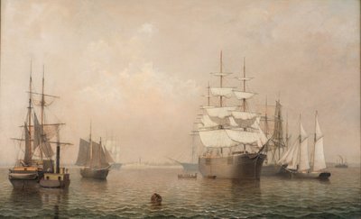 Kaufleute vor dem Hafen von Boston, 1863 von Fitz Henry Lane