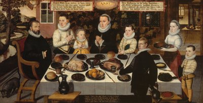 Eine protestantische Familie beim Abendessen von Flemish School