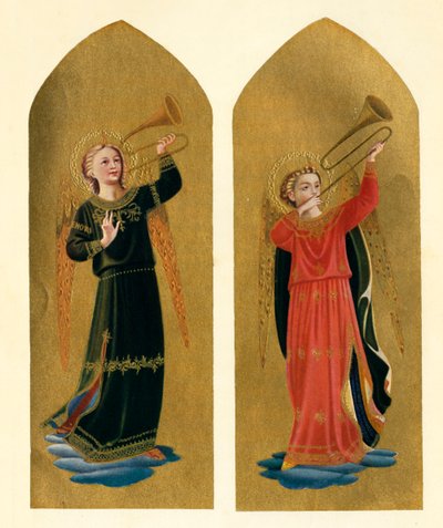 Zwei Engel mit Trompeten, 15. Jahrhundert, ca. 1909 von Fra Angelico