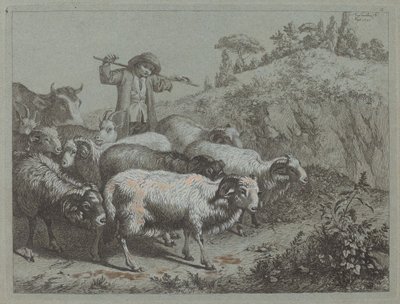 Hirte mit seiner Herde von Francesco Londonio