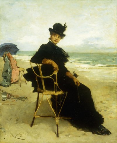 Eine Dame auf einer Veranda sitzend von Francesco Miralles Galaup