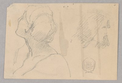 Zwei Skizzen eines Frauenkopfes von Francis Augustus Lathrop