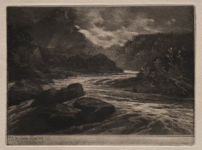 Ein Lachsfluss von Francis Seymour Haden