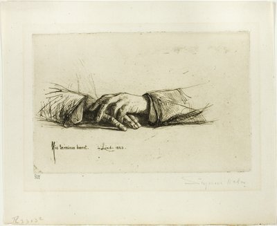 Gefaltete Hände von Francis Seymour Haden