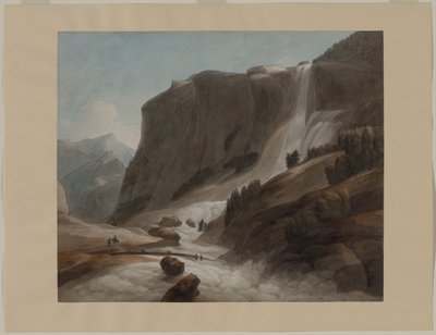 Wasserfall zwischen Chiavenna und dem Splügenpass, 1784 von Francis Towne