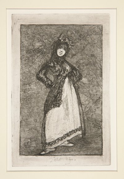 Maja [mit dunklem Hintergrund] von Francisco de Goya