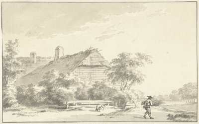 Bauer vor einem Bauernhof von Franciscus Andreas Milatz